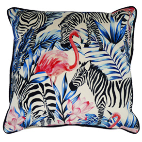 Flamingos, Denim - (45cm x 45cm) Cushion